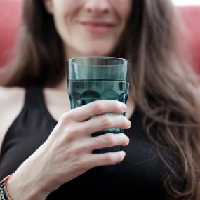 a glass of fresh water
